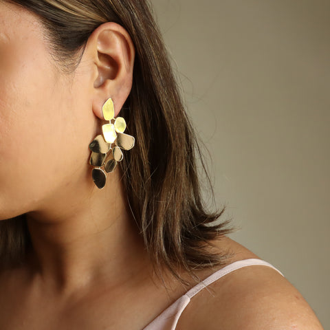 Big Geometric Cascade 18K Gold Plated Dangler Earrings