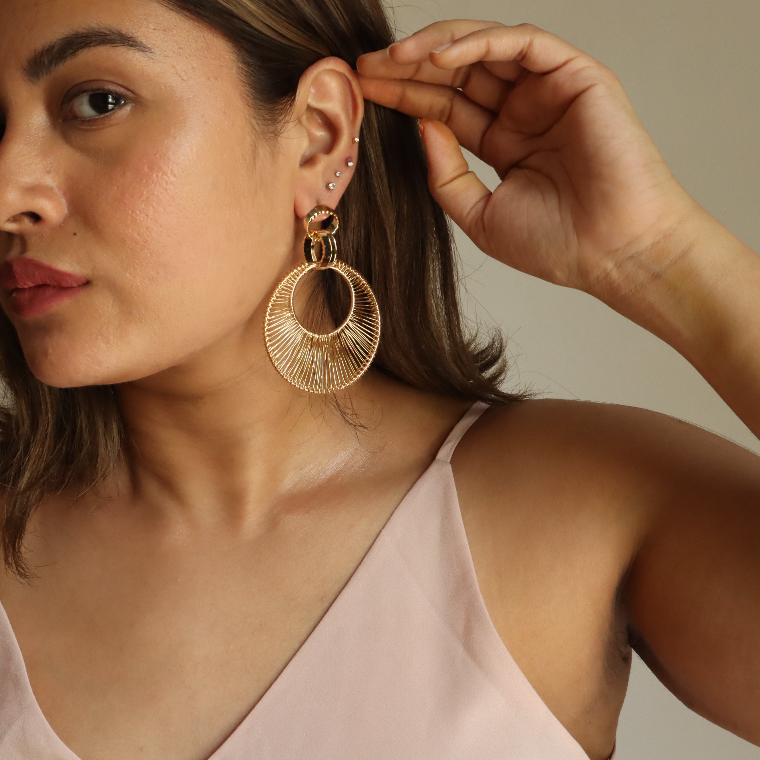 Big Gypsy Net 18K Gold Plated Earrings