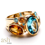 Load image into Gallery viewer, Marrakesh Blue Topaz and Citrine Ring
