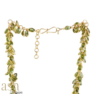 Spring Bloom Peridot Cabochon Torsade Necklace and Earring Set