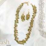 Load image into Gallery viewer, Spring Bloom Peridot Cabochon Torsade Necklace and Earring Set
