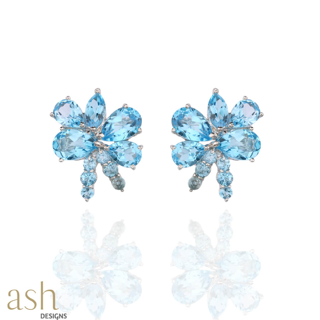 Morning Glory Blue Topaz Earrings