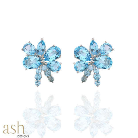 Morning Glory Blue Topaz Earrings