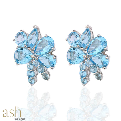 Morning Glory Blue Topaz Earrings