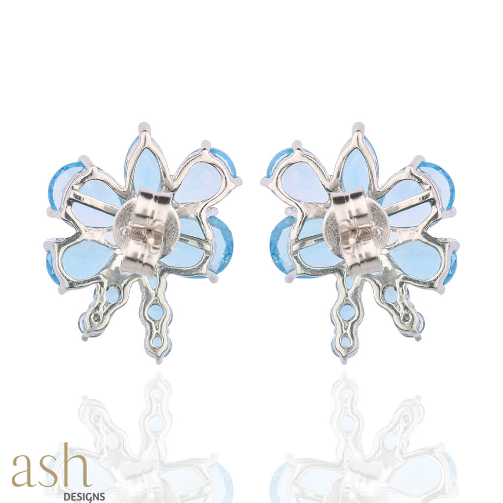 Morning Glory Blue Topaz Earrings