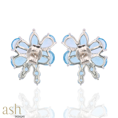 Morning Glory Blue Topaz Earrings