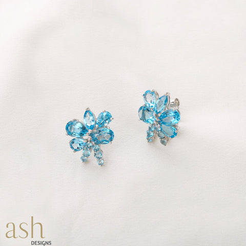 Morning Glory Blue Topaz Earrings