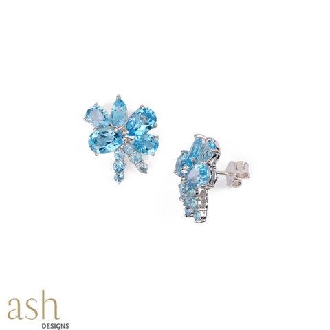Morning Glory Blue Topaz Earrings