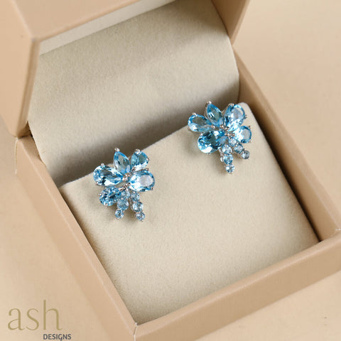 Morning Glory Blue Topaz Earrings
