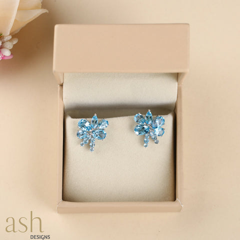Morning Glory Blue Topaz Earrings