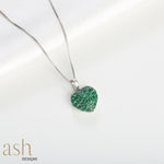 Load image into Gallery viewer, Ava Emerald Heart Silver Pendant
