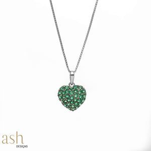 Ava Emerald Heart Silver Pendant