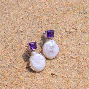 Mother of Pearl and Amethyst Earrings