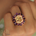 Load image into Gallery viewer, Twilight Citrine Amethyst Iolite Ring
