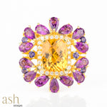 Load image into Gallery viewer, Twilight Citrine Amethyst Iolite Ring

