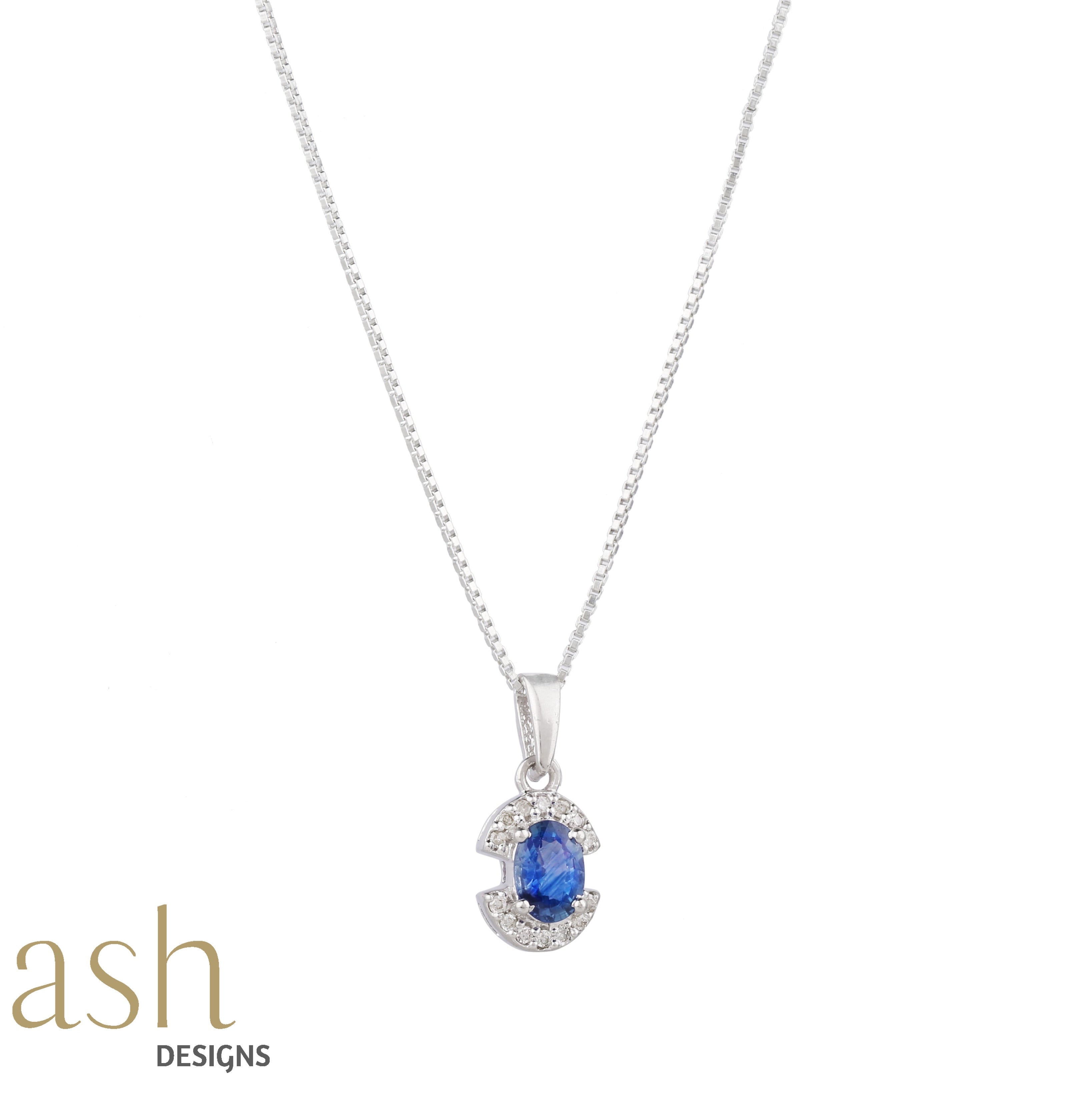 Zora Blue Sapphire and Diamond Pendant