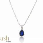 Load image into Gallery viewer, Blue Lagoon Sapphire and Diamond Silver Pendant
